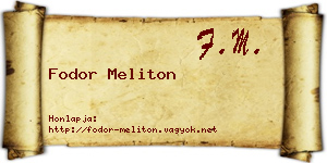 Fodor Meliton névjegykártya